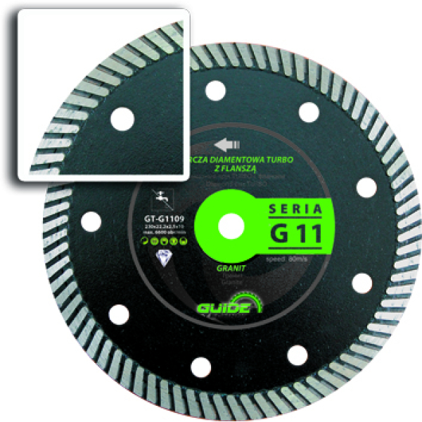 TARCZA DIAMENTOWA TURBO Z FLANSZĄ G11 230*22,2*2,5*10mm
